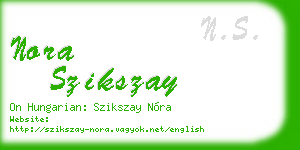 nora szikszay business card